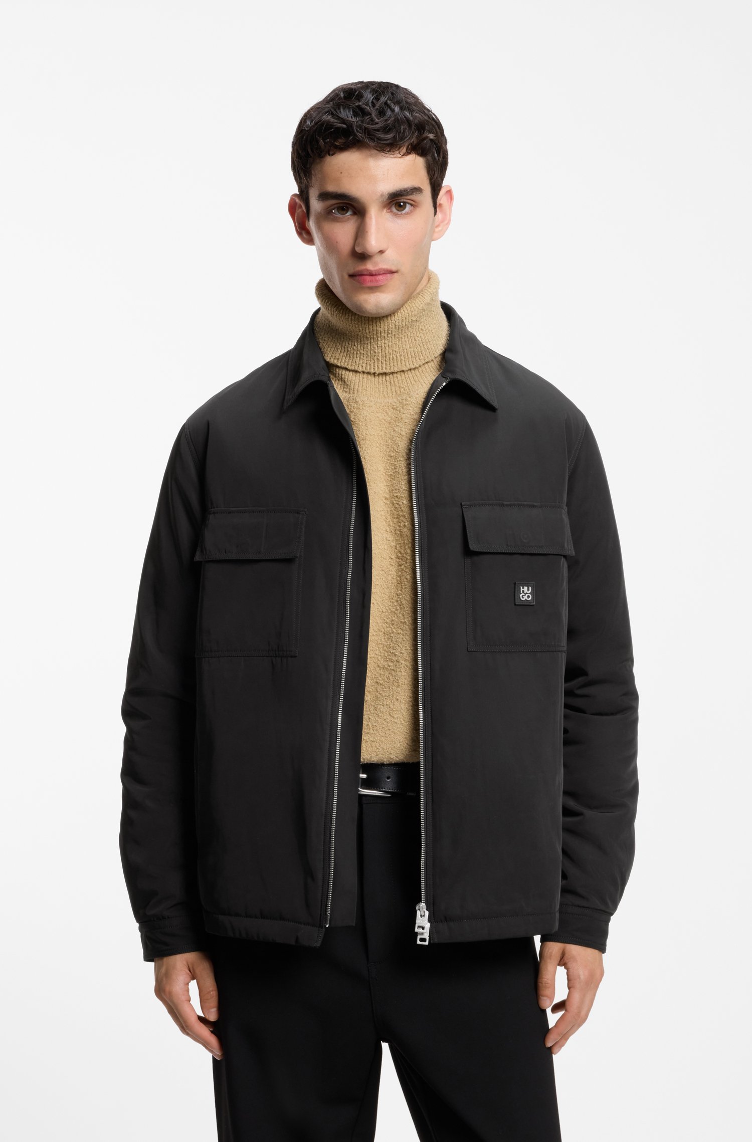 Hugo Oversized-fit overshirt in water-repellent canvas skjortor & blusar herr