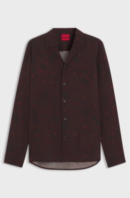 Relaxed-fit shirt with playing-card print, Pink Patterned