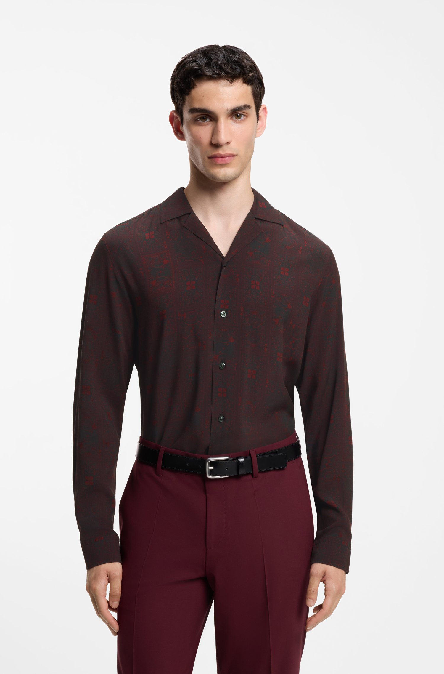Hugo Relaxed-fit shirt with playing-card print skjortor & blusar herr