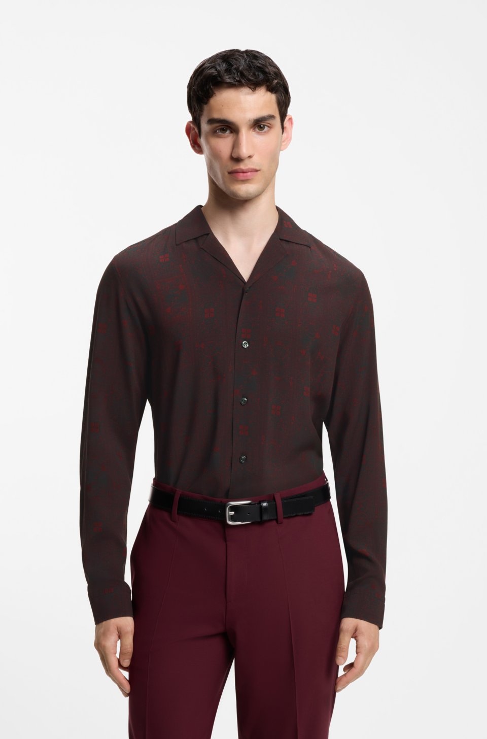 Relaxed-fit shirt with playing-card print