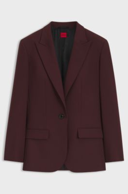 Modern-fit blazer met puntrevers, Donkerbruin