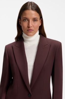 Modern-fit blazer met puntrevers, Donkerbruin