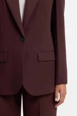 Modern-fit blazer with peak lapels, Dark Brown
