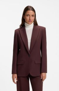 Modern-fit blazer with peak lapels, Dark Brown