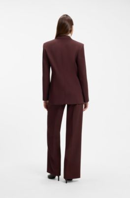 Modern-fit blazer met puntrevers, Donkerbruin