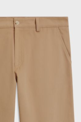 BOSS BY BECKHAM relaxed-fit chinos in cotton twill, Beige
