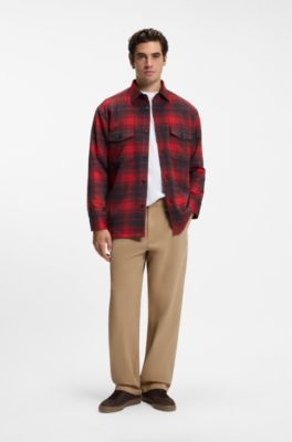 BOSS BY BECKHAM Relaxed-fit chinos i bomullstwill, Beige