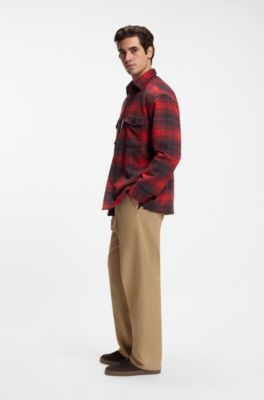 BOSS BY BECKHAM Relaxed-fit chinos i bomullstwill, Beige