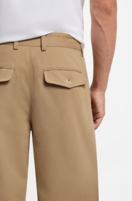 BOSS BY BECKHAM Relaxed-fit chinos i bomullstwill, Beige