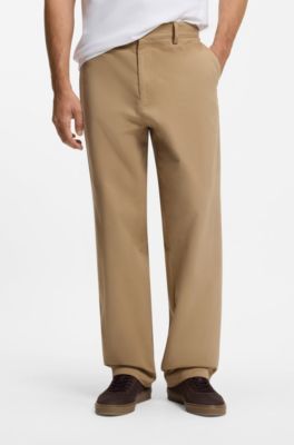 BOSS BY BECKHAM relaxed-fit chinos in cotton twill, Beige