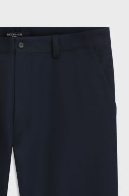 BOSS BY BECKHAM relaxed-fit chinos in cotton twill, Dark Blue