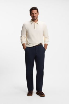 BOSS BY BECKHAM relaxed-fit chinos in cotton twill, Dark Blue
