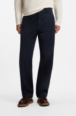 BOSS BY BECKHAM relaxed-fit chinos in cotton twill, Dark Blue