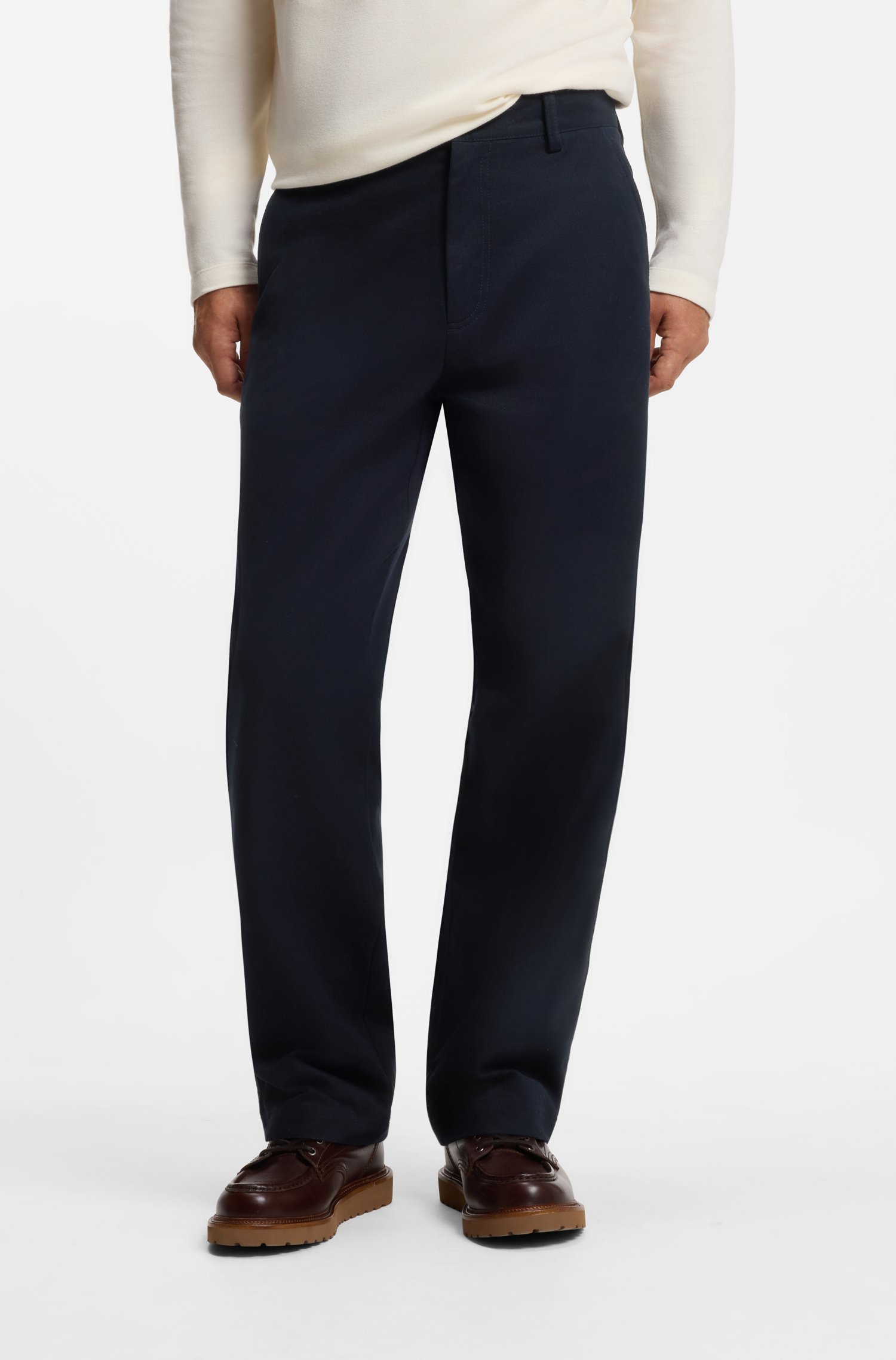 Boss BY BECKHAM relaxed-fit chinos in cotton twill byxor herr