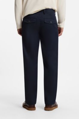 BOSS BY BECKHAM relaxed-fit chinos in cotton twill, Dark Blue