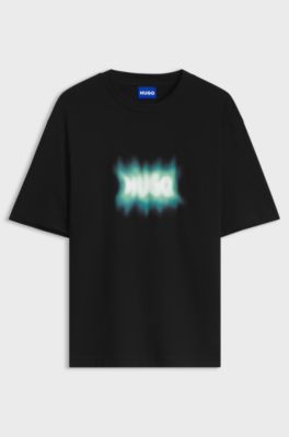 Cotton T-shirt with logo print, Black