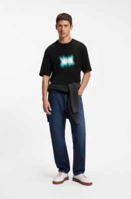 Cotton T-shirt with logo print, Black