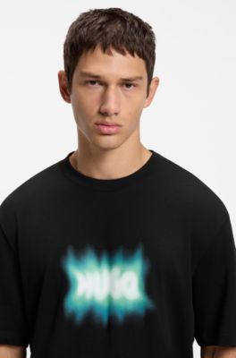 Cotton T-shirt with logo print, Black