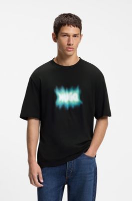 Cotton T-shirt with logo print, Black