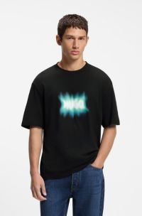 Cotton T-shirt with logo print, Black