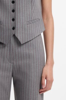 Pinstripe waistcoat with buttoned front, Grey Patterned