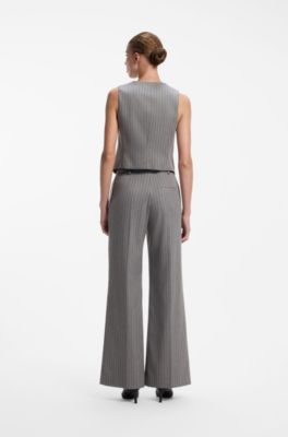Pinstripe waistcoat with buttoned front, Grey Patterned