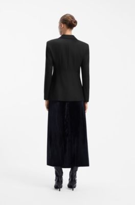 Regular-fit pinstripe blazer with sequin brooch, Black