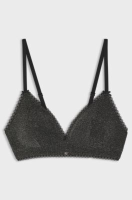 Bra with heart charm and adjustable straps, Black