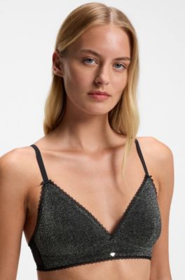 Bra with heart charm and adjustable straps, Black