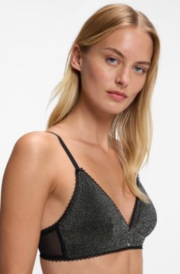 Bra with heart charm and adjustable straps, Black