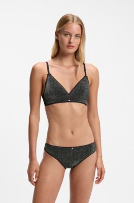 Bra with heart charm and adjustable straps, Black