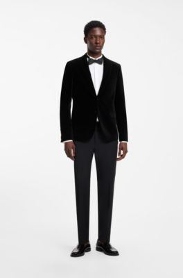 Extra-slim-fit blazer in cotton velvet, Black