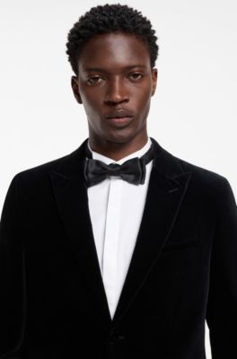 Extra-slim-fit blazer in cotton velvet, Black