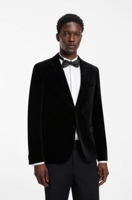 Extra-slim-fit blazer in cotton velvet, Black