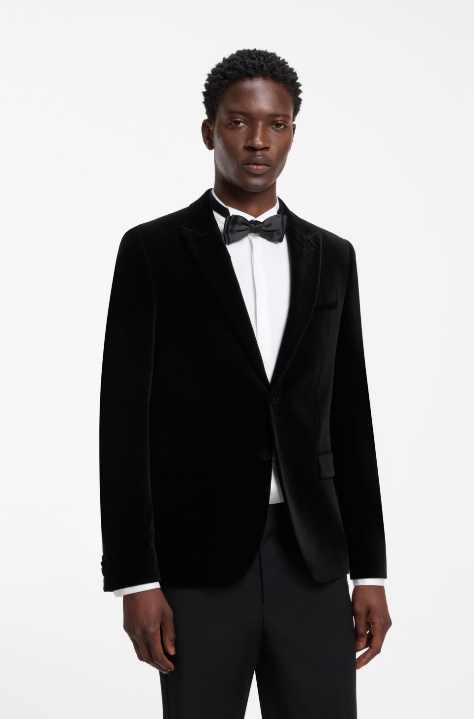 Extra-slim-fit blazer in cotton velvet