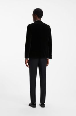 Extra-slim-fit blazer in cotton velvet, Black