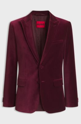Extra-slim-fit blazer in cotton velvet, Dark pink