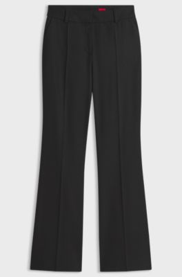 Pinstripe slim-fit trousers with bootcut leg, Black Patterned