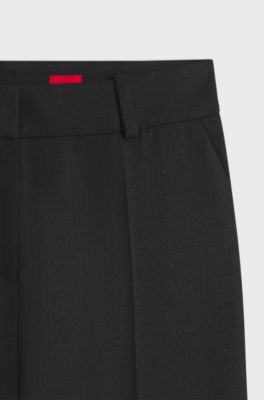 Pinstripe slim-fit trousers with bootcut leg, Black Patterned