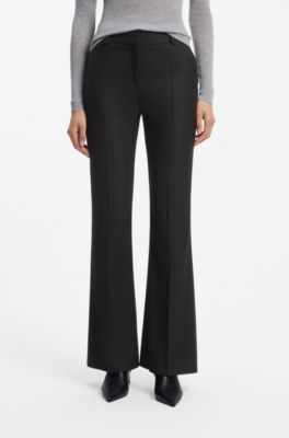 Pinstripe slim-fit trousers with bootcut leg, Black Patterned