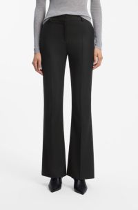 Pinstripe slim-fit trousers with bootcut leg, Black Patterned