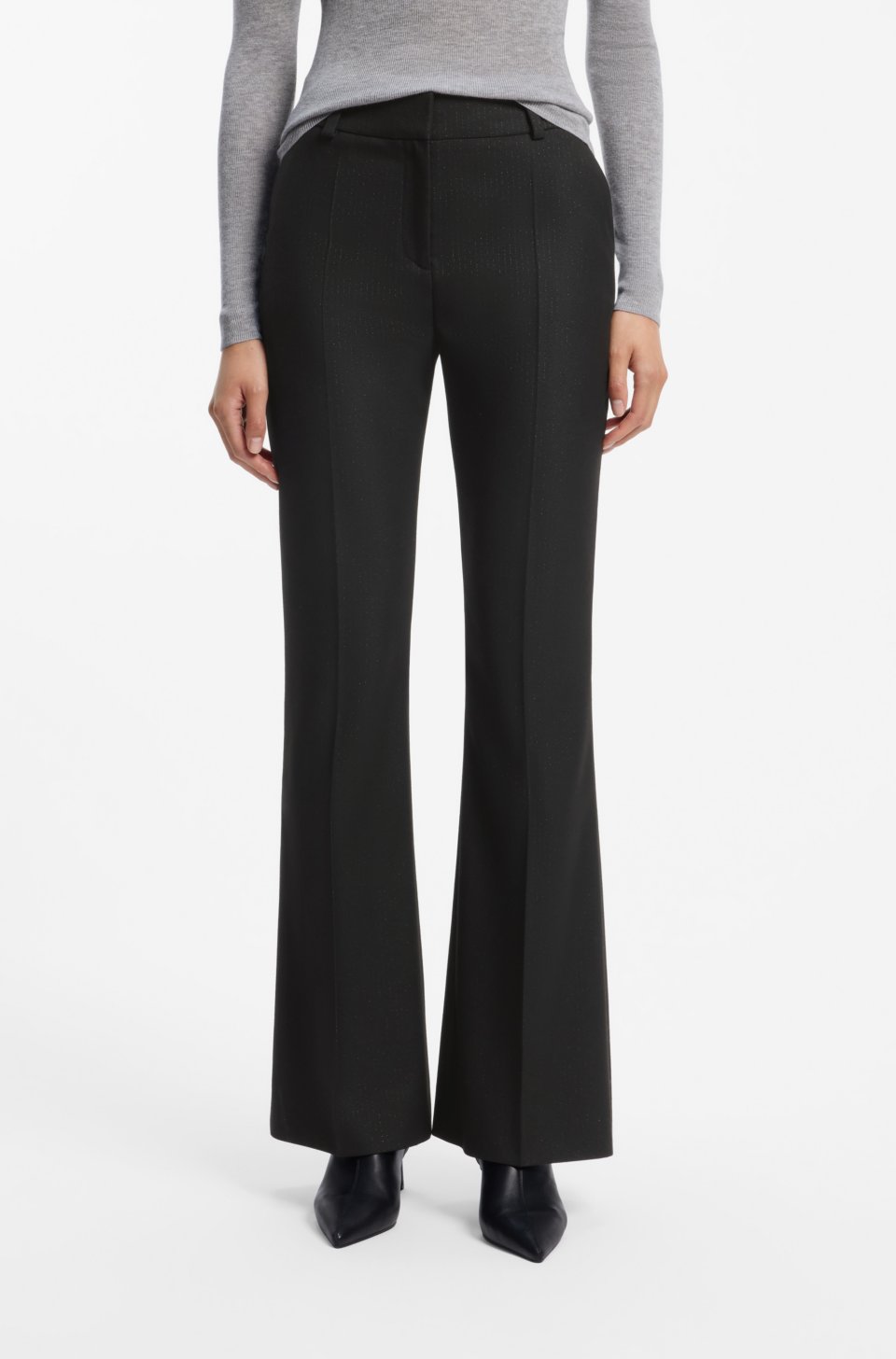 Pinstripe slim-fit trousers with bootcut leg
