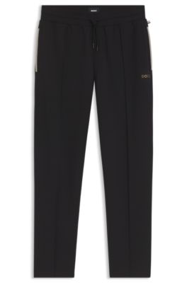 Cotton-blend loungewear bottoms with metallic logo, Black