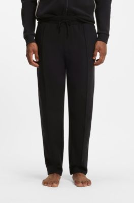 Interlock-cotton-blend tracksuit bottoms with metallic logo, Black