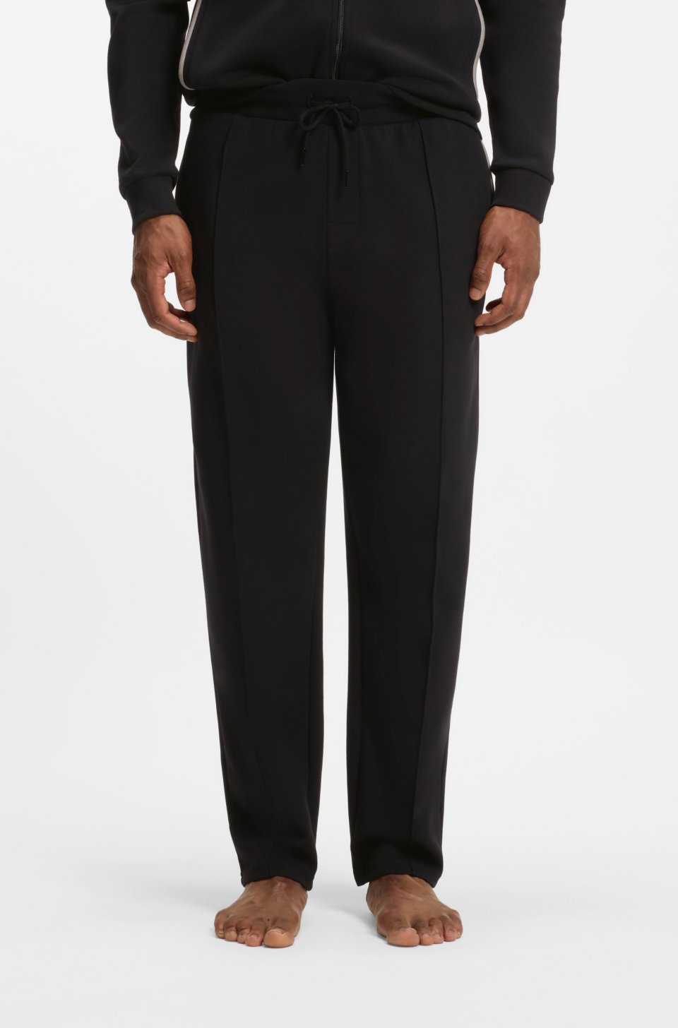 Interlock-cotton-blend tracksuit bottoms with metallic logo