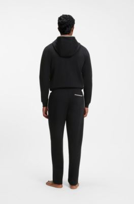 Interlock-cotton-blend tracksuit bottoms with metallic logo, Black
