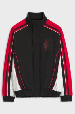HUGO x RB water-repellent jacket with bull motif, Black / Red