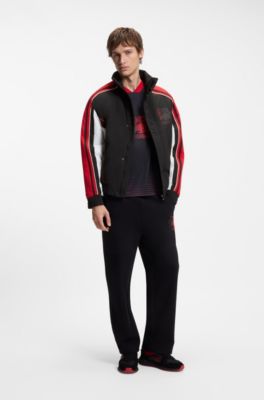 HUGO x RB water-repellent jacket with bull motif, Black / Red