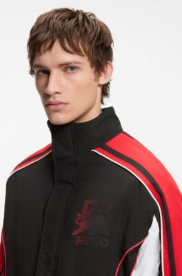 HUGO x RB water-repellent jacket with bull motif, Black / Red