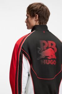 HUGO x RB water-repellent jacket with bull motif, Black / Red